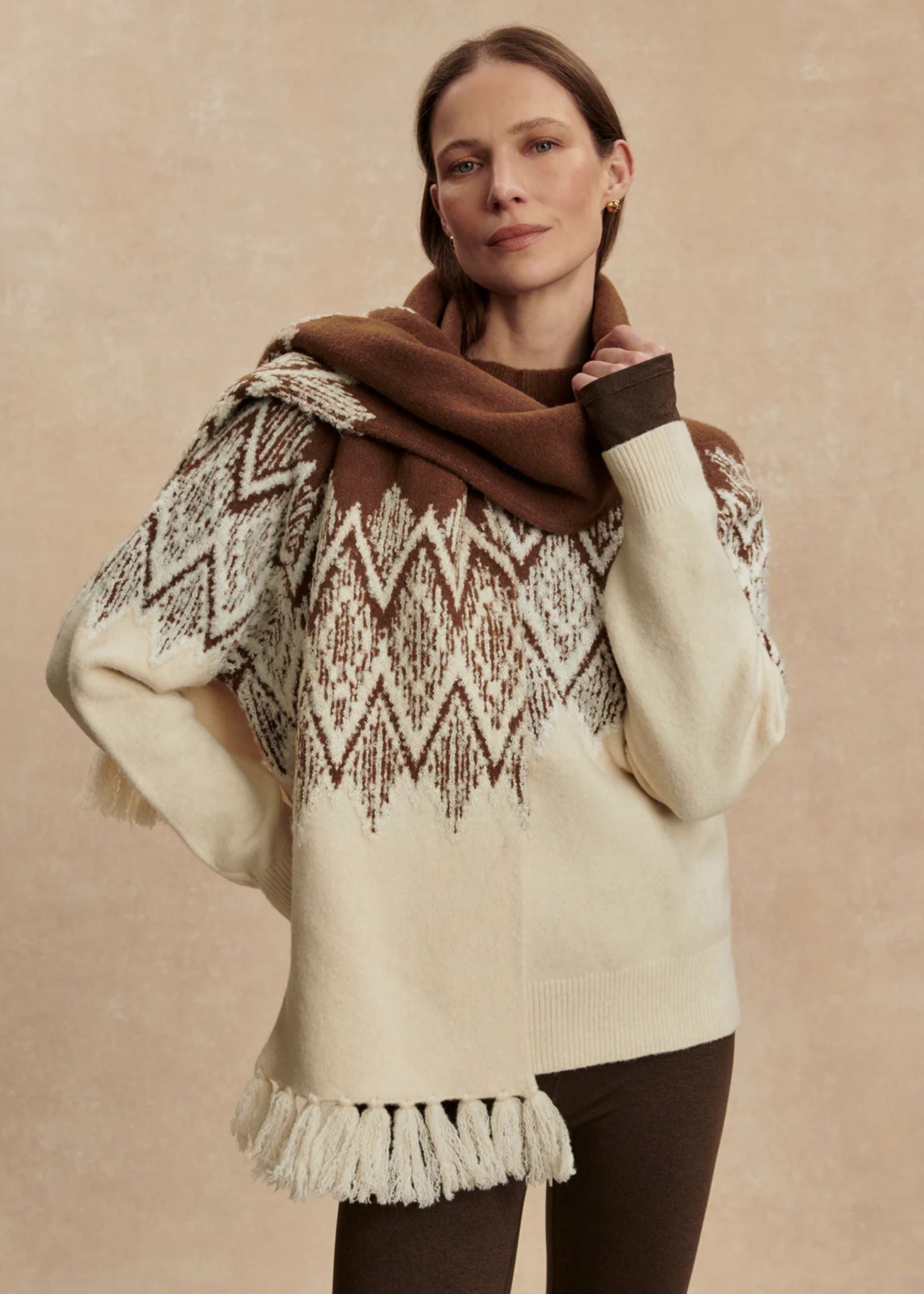 Sebastian Jacquard Scarf in Cocoa Dust – OutDazl