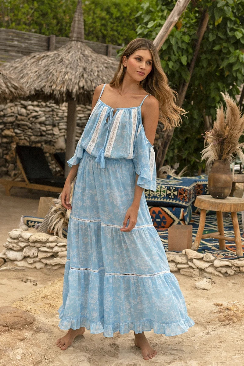 Cold shoulder boho dress 2025