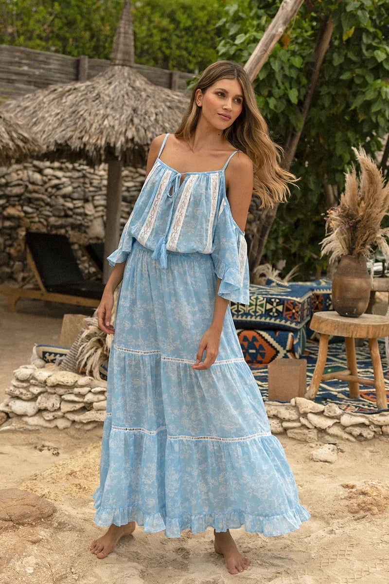 Maxi cold hot sale shoulder dress