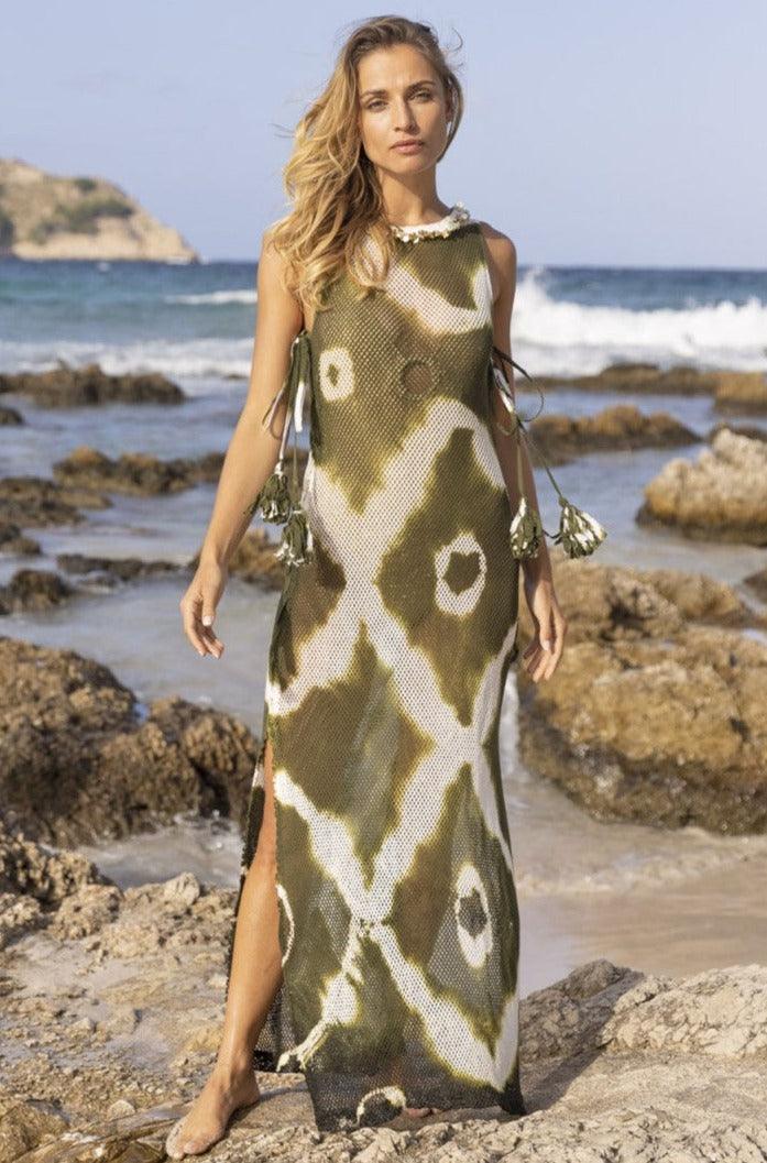 Short sleeve tie store dye maxi dress