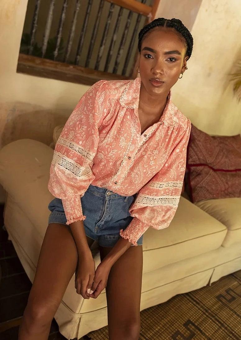 Miss June Jill Blouse - Peach