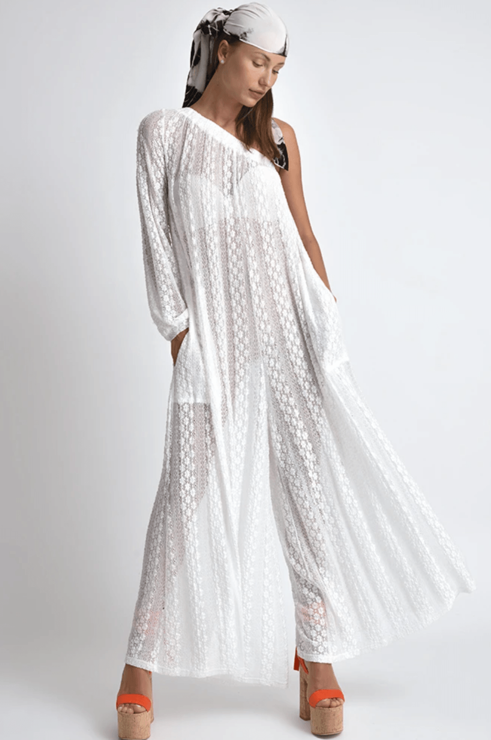 Lace top maxi jumpsuit