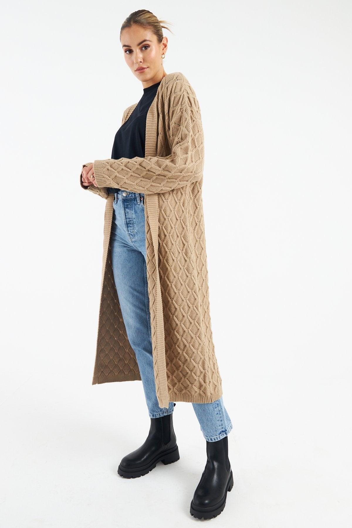 Maxi cable clearance knit cardigan