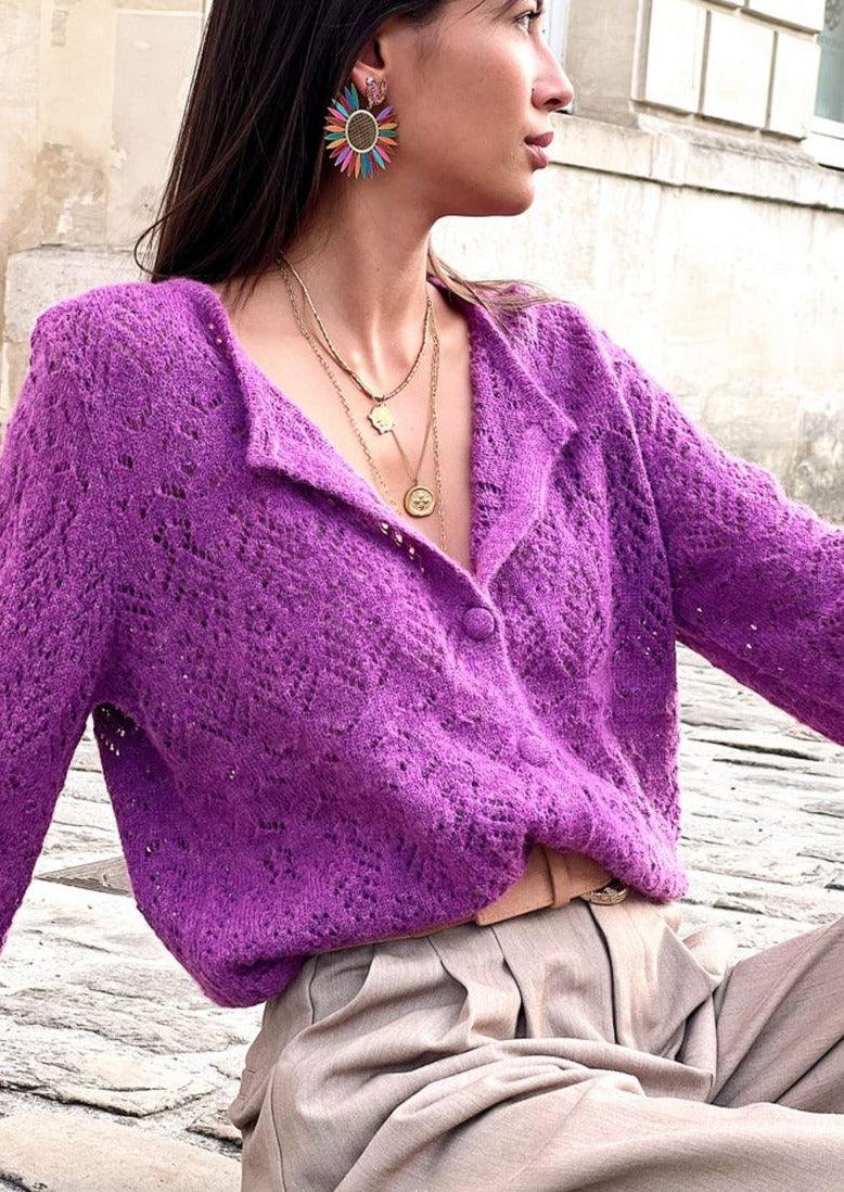 Knit Cardigan Mona in Violet OutDazl