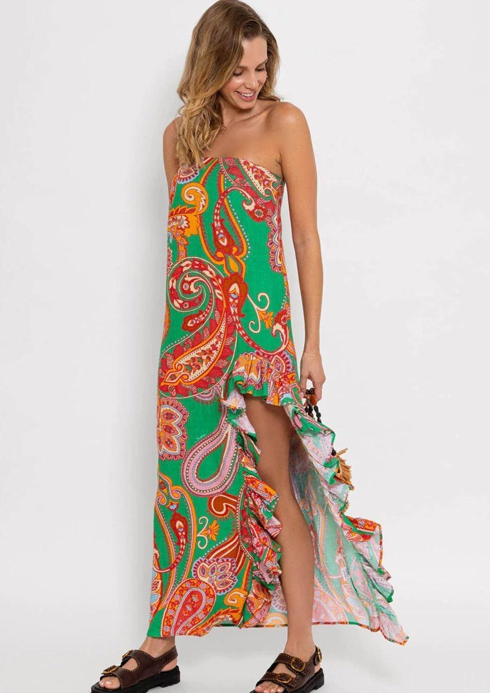 Linen Maxi Bandeau Dress Francette OutDazl Linen Maxi Bandeau Dress Francette OutDazl
