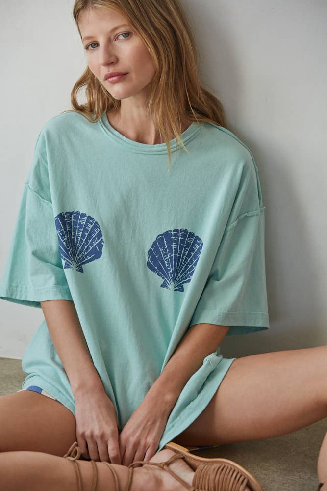 Cotton Graphic Shell Print Oversized Top-By Together-OutDazl