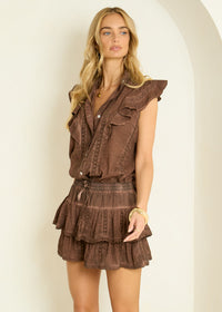 Embroidery Top Riviera in Chocolate Hand Dye