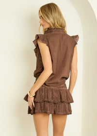 Embroidery Top Riviera in Chocolate Hand Dye