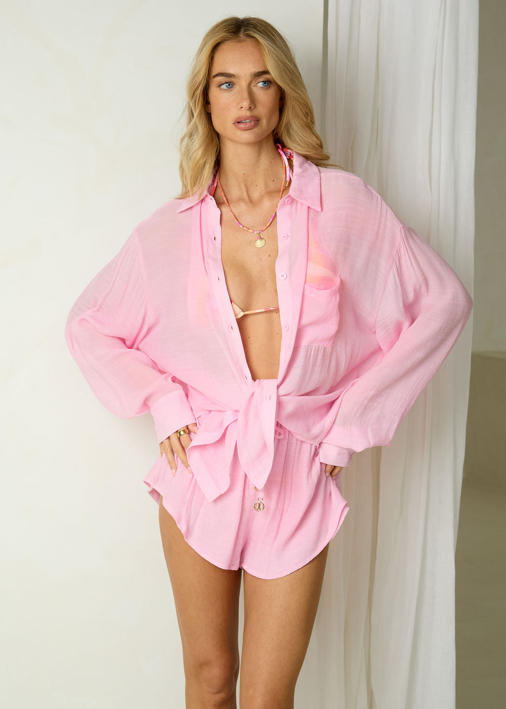 Lightweight Shirt and Shorts Set in Bubblegum