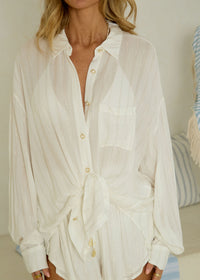 Lightweight Shirt and Shorts Set in White Lurex