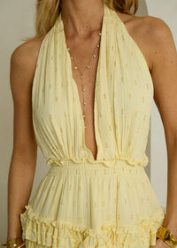 Halter Neck Mini Dress Coco in Lemon