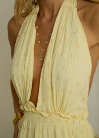 Halter Neck Mini Dress Coco in Lemon