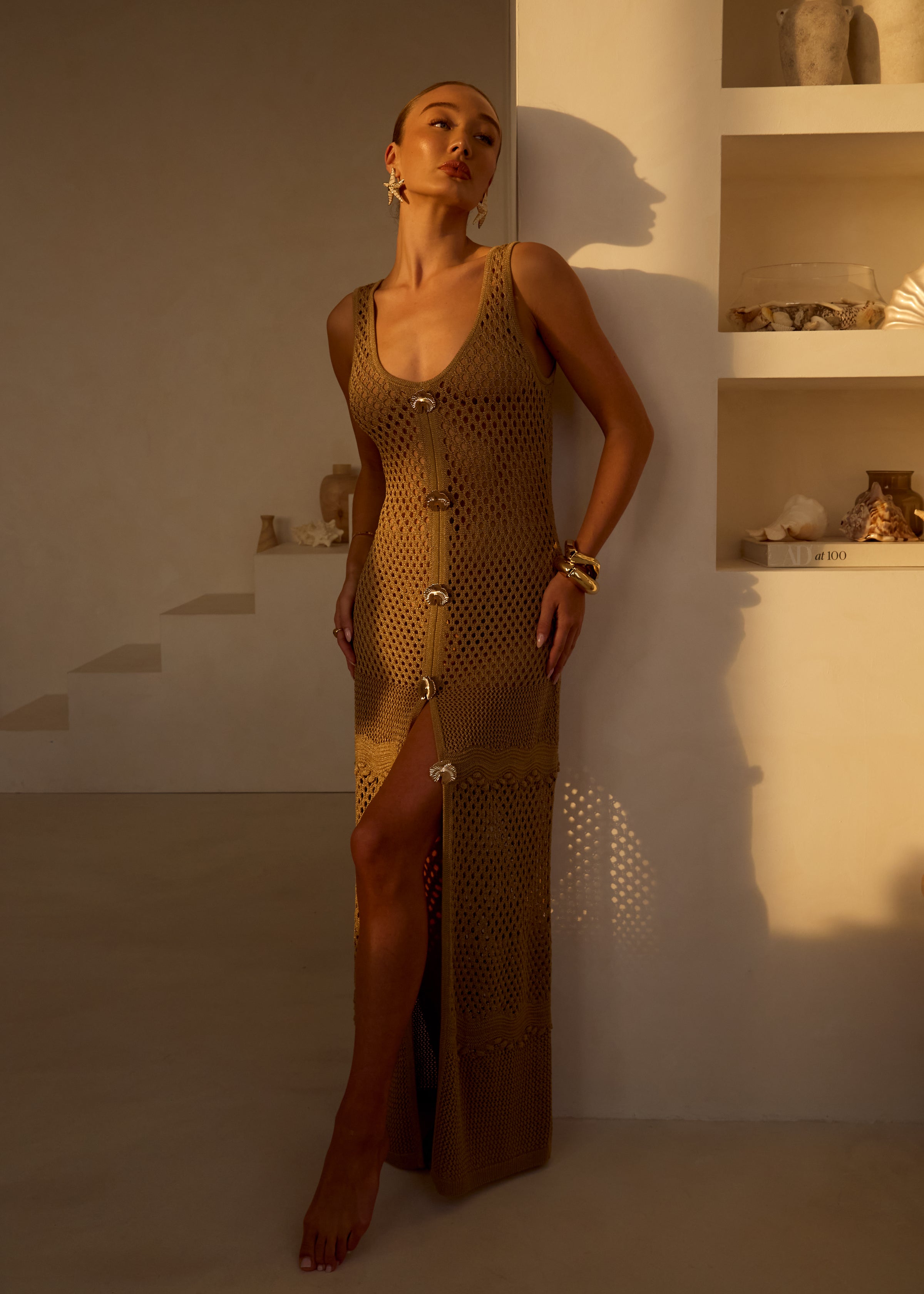 seychelle crochet dress Antique Gold Crochet knit Dress Seychelles OutDazl