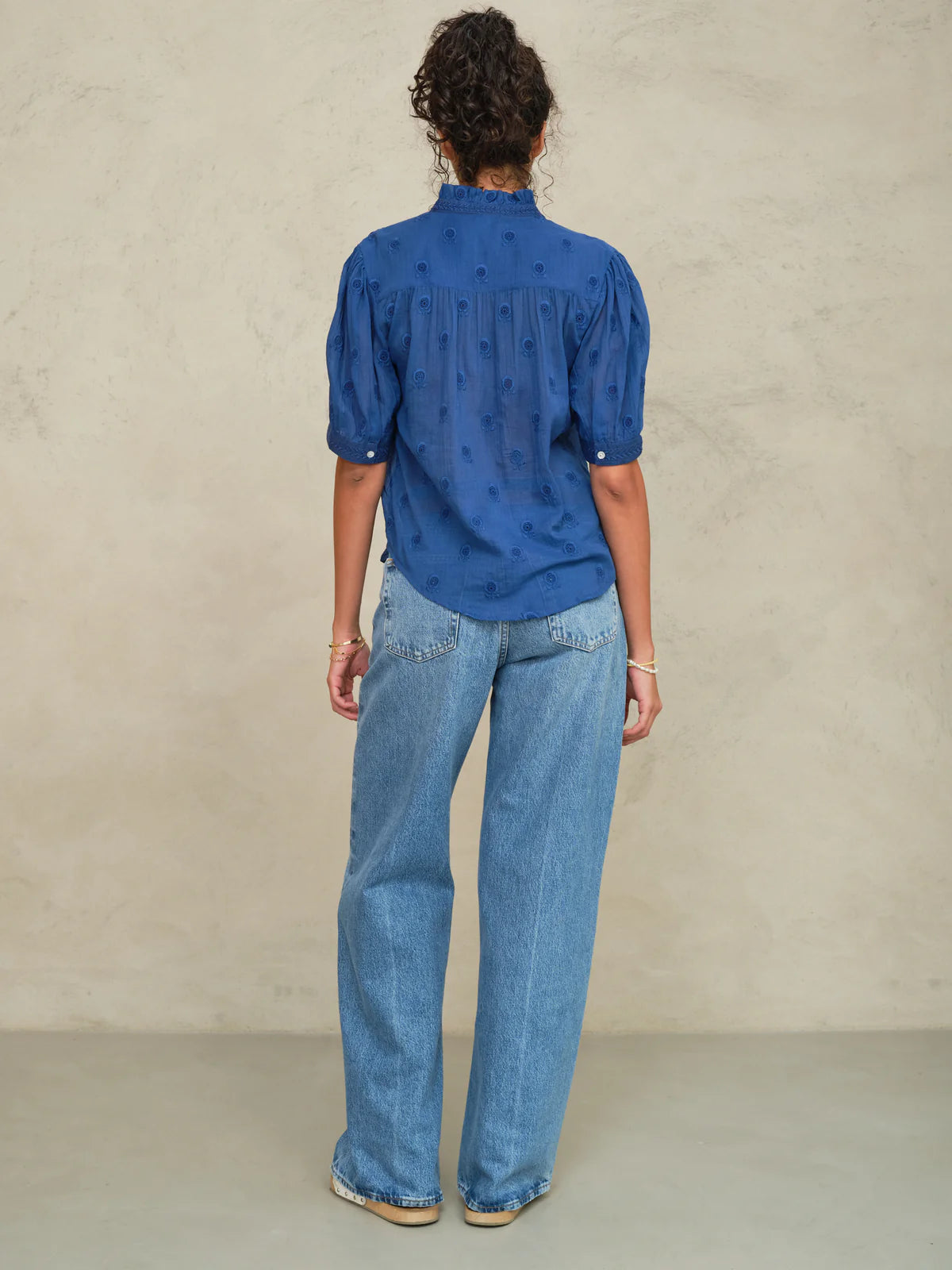 Frani Embroidered Short Sleeve Top-Mabe-OutDazl