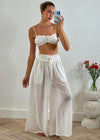 White Stretchy Lace Palazzo Pants Ibiza