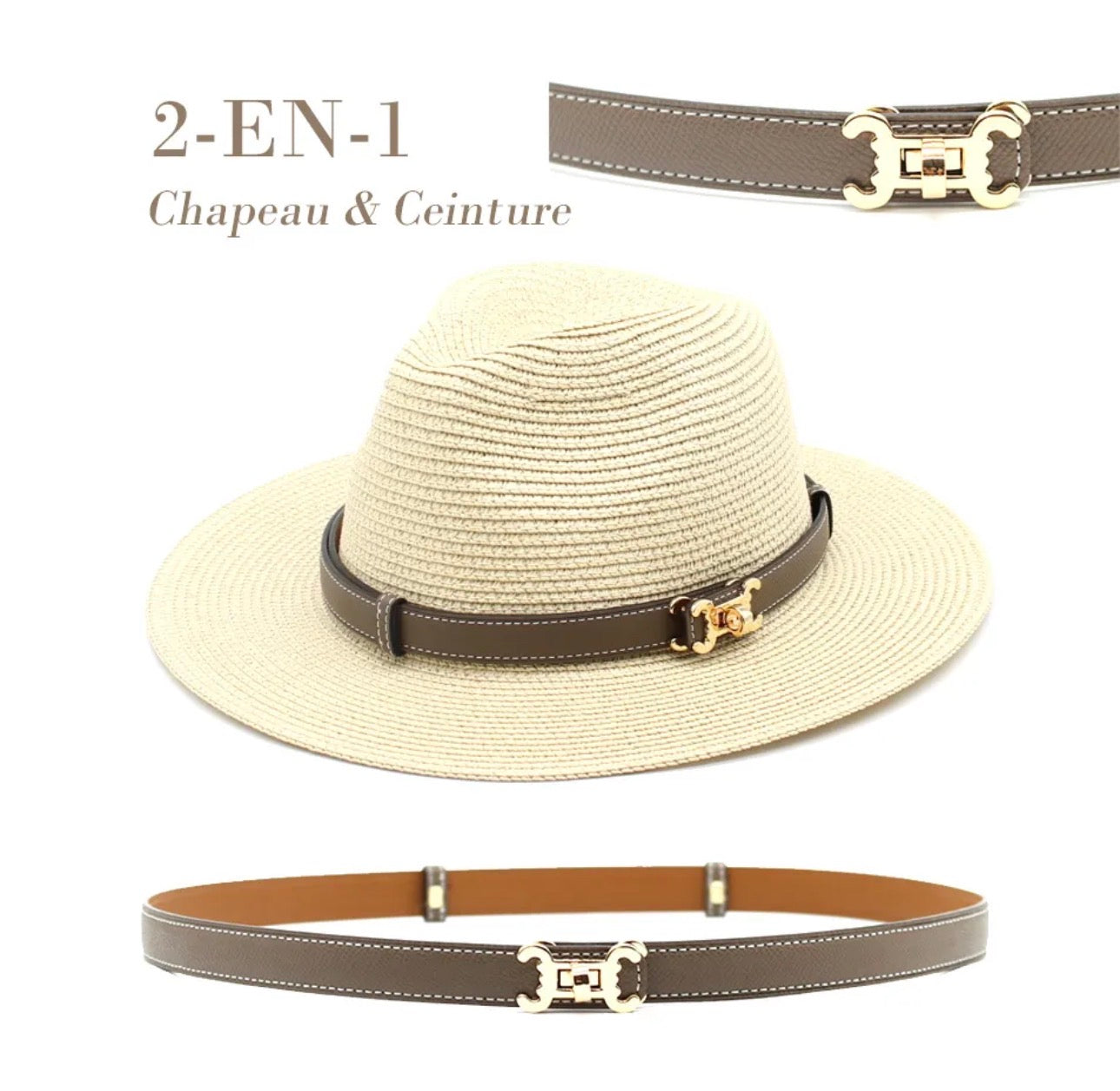 2 in 1 Straw Fedora with Belt-OutDazl-OutDazl