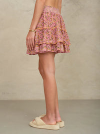 Ceci Print Mini Skirt-Mabe-OutDazl