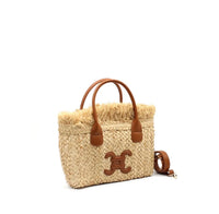 Raffia Straw Tote with Contrast Handle