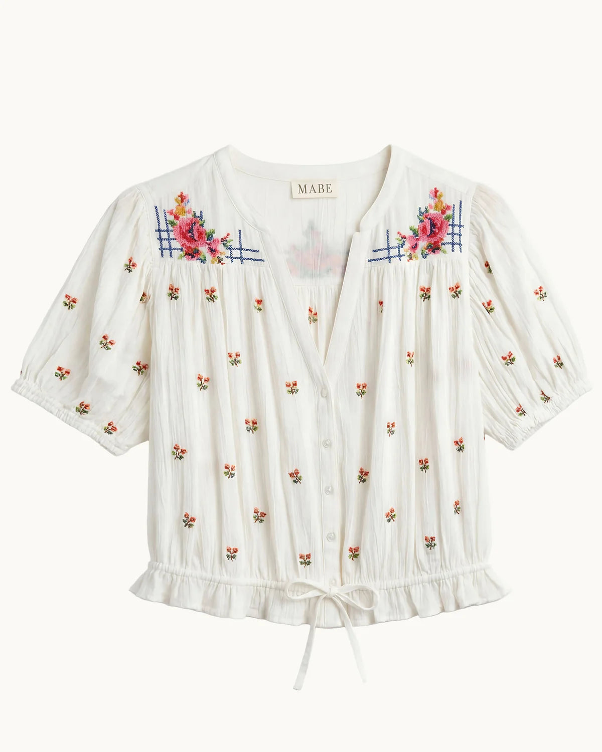 Harlie Embroidered Short Sleeve Top-Mabe-OutDazl