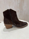 Atlanta Leather Ankle Boots in Brown Suede with Bronze
