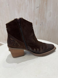 Atlanta Leather Ankle Boots in Brown Suede with Bronze