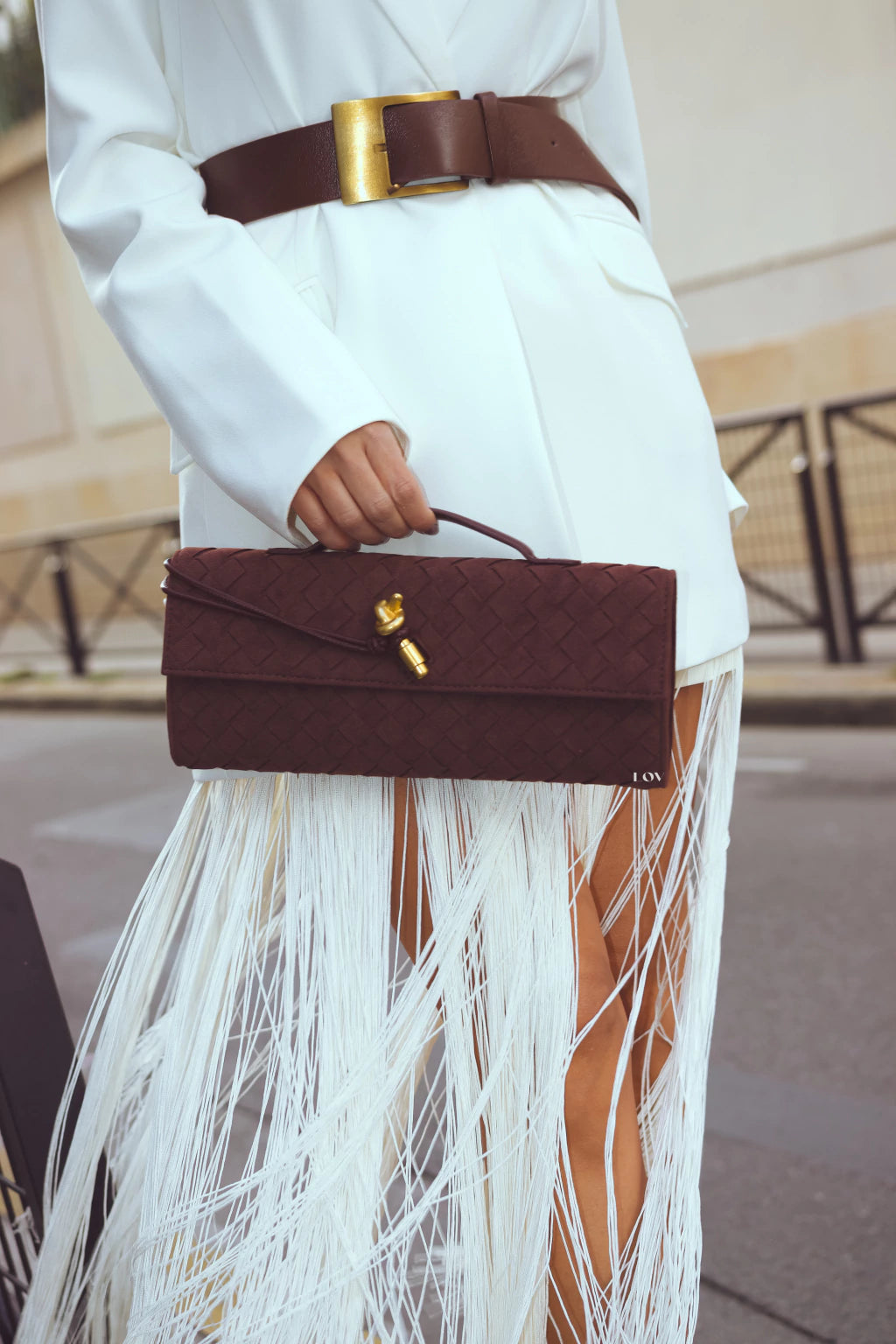 Suedette Woven Clutch Bag Ciao