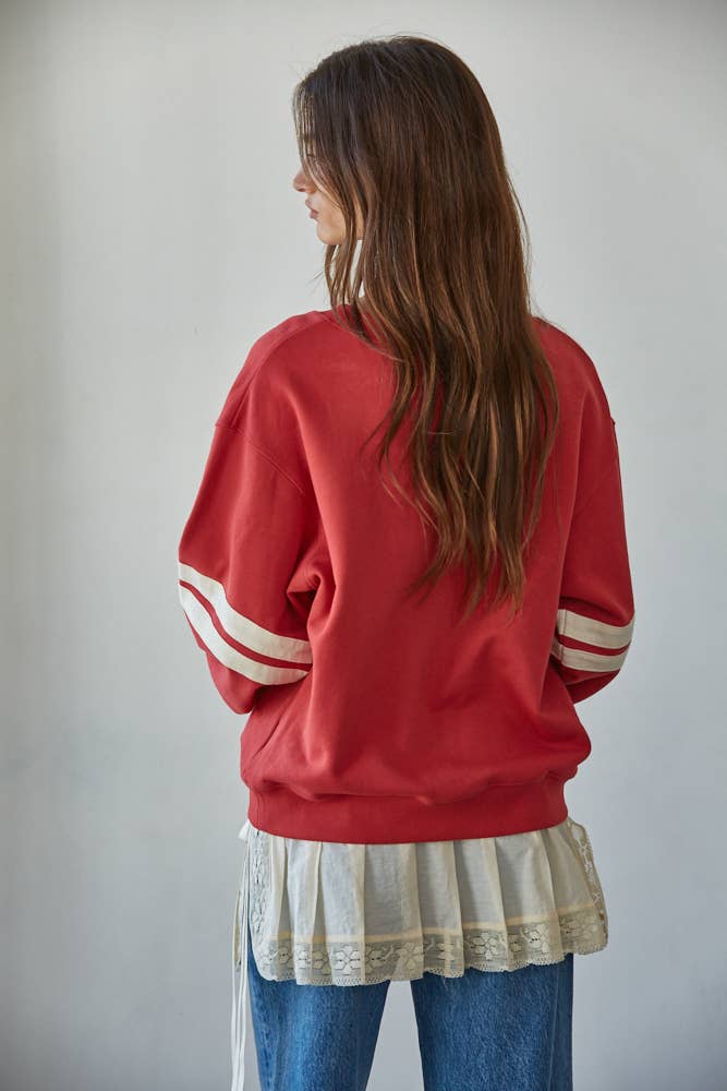 Cotton French Terry Crew Neck Pullover