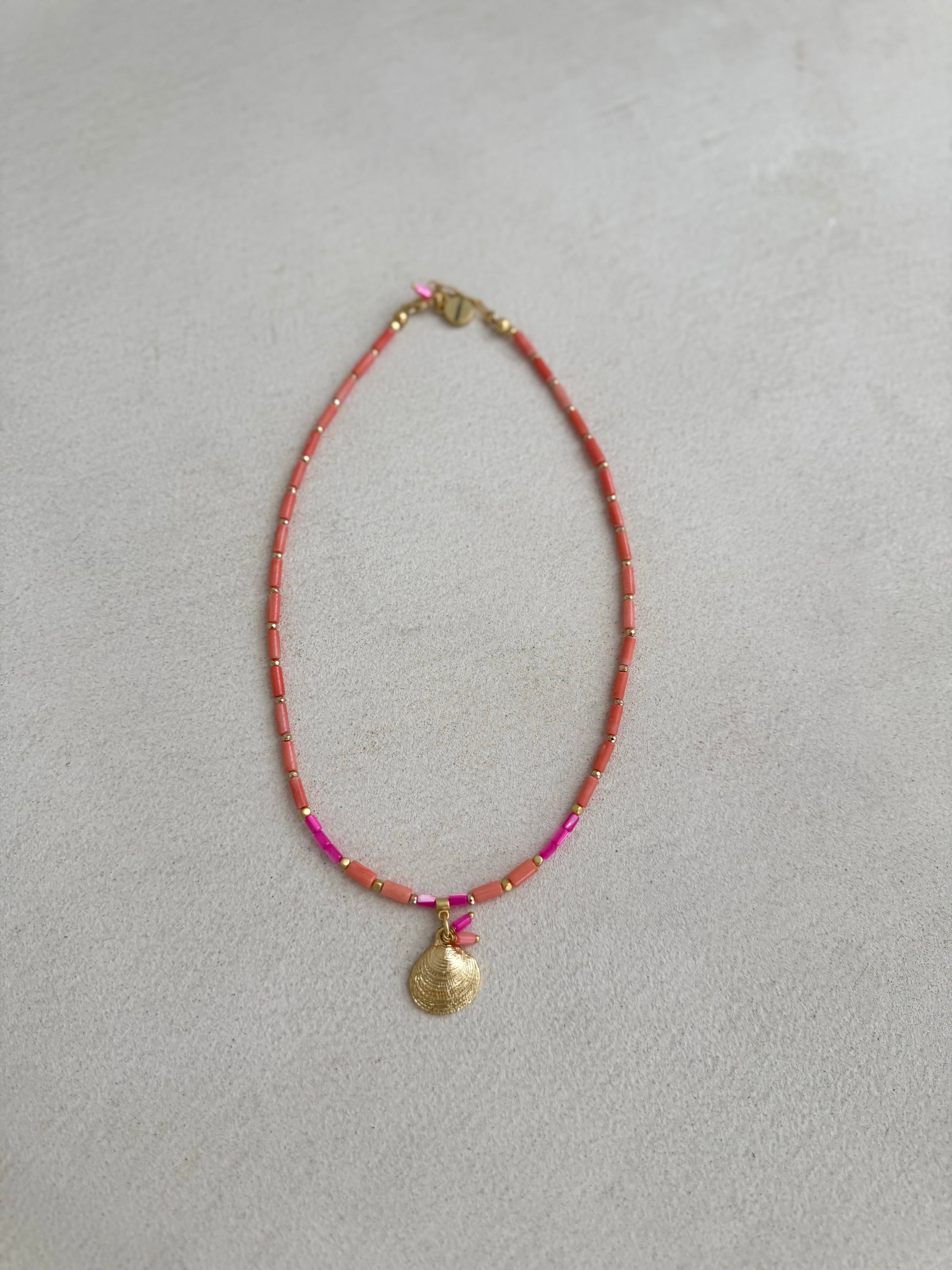 Flamingo Short Shell Necklace-Pranella-OutDazl