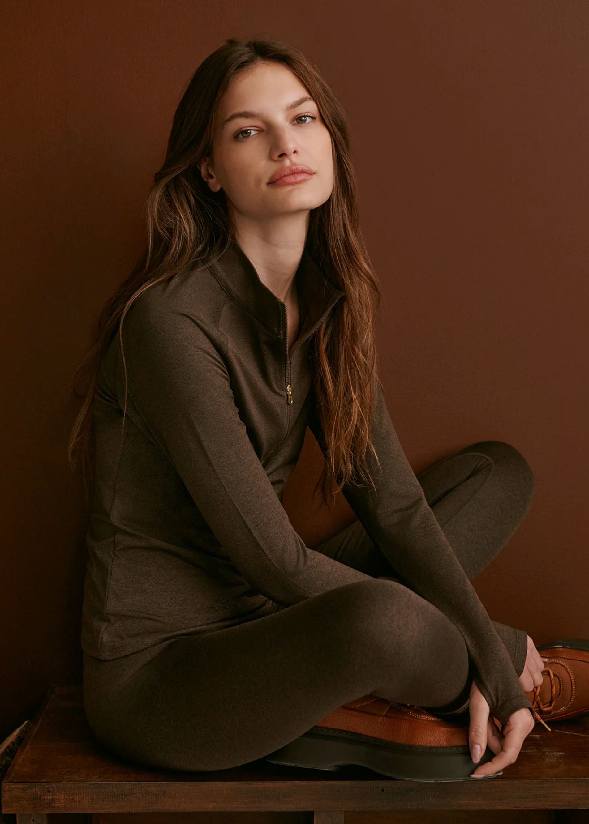 Always Warm Half Zip Base Layer Chocolate Marl