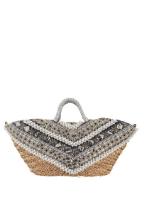 Denim Embellished Large Basket Bag
