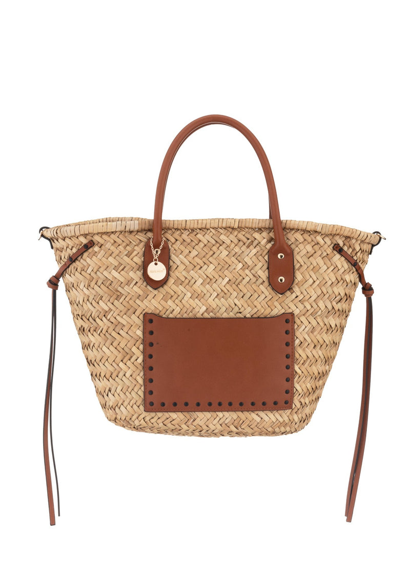 Basket Bag with Leather Trim
