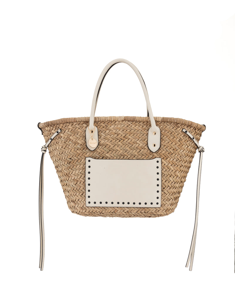 Basket Bag with Leather Trim