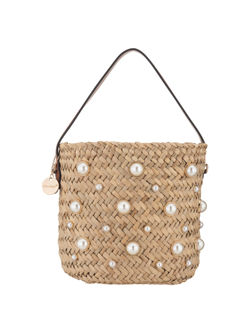 Bucket Basket Bag with Pearls
