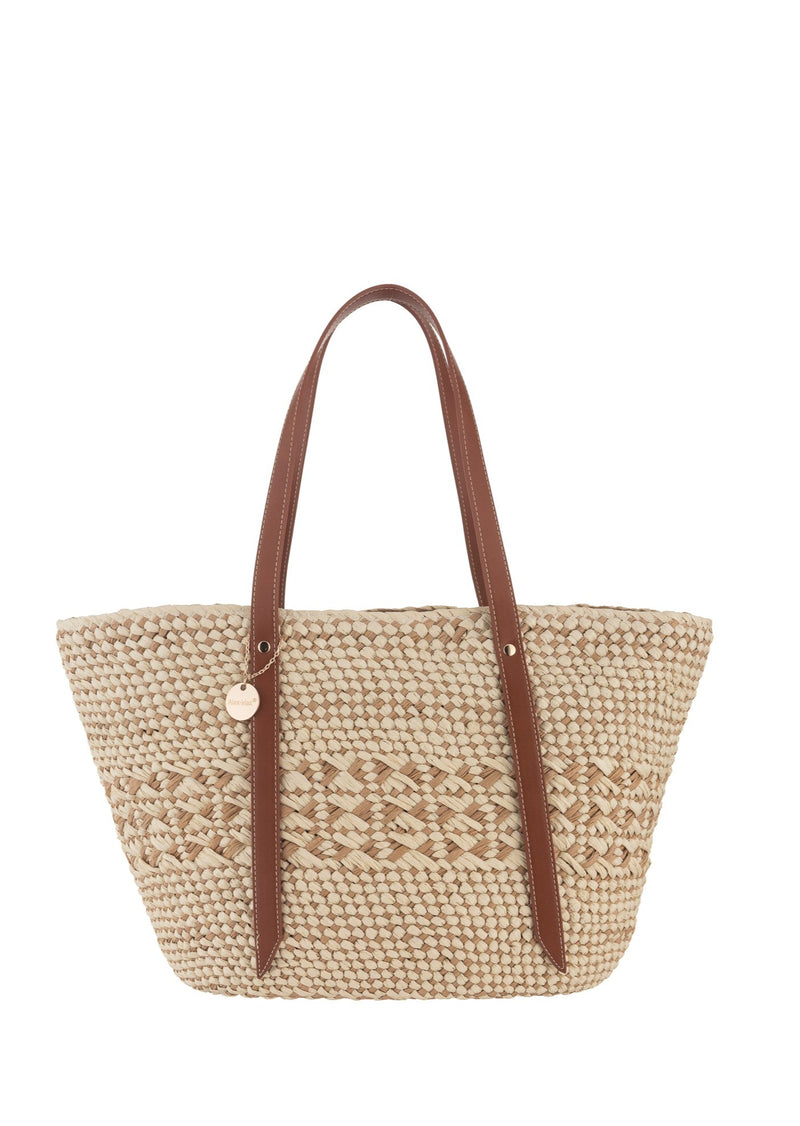 Two Tone Weave Basket Bag