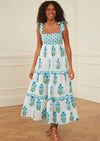 Athens Dress in Aqua Botanical