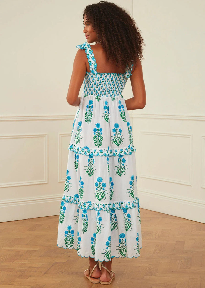 Athens Dress in Aqua Botanical