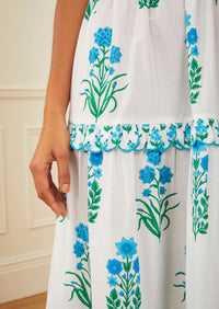 Athens Dress in Aqua Botanical