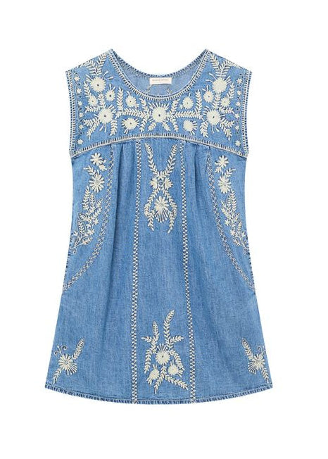 Embroidered Denim Mini Dress Sylvie Arizona