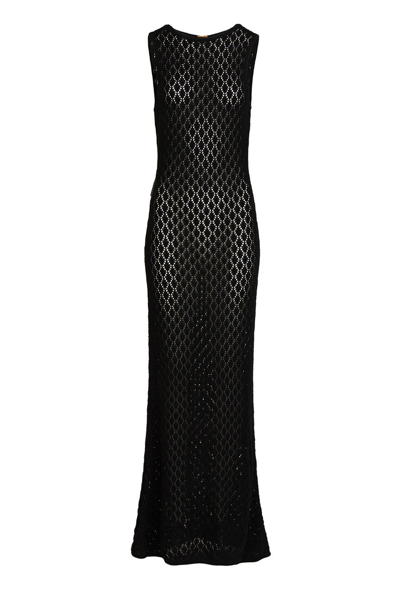 Black Maxi Crochet Dress Abaco
