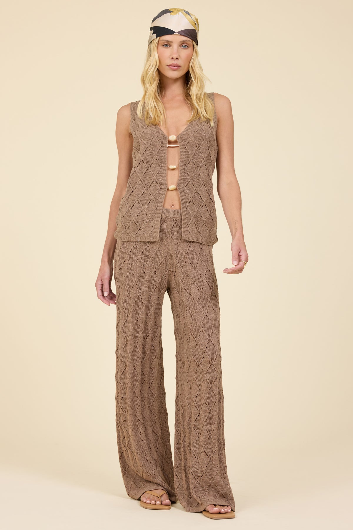Diamond Knit Wide Leg Pant-Surf Gypsy-OutDazl