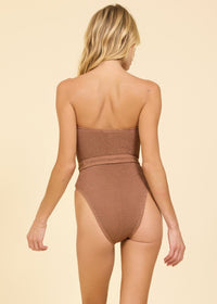 Crincle One Piece With Belt in Camel