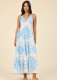 Bandana Printed Halter Maxi Dress-Surf Gypsy-OutDazl