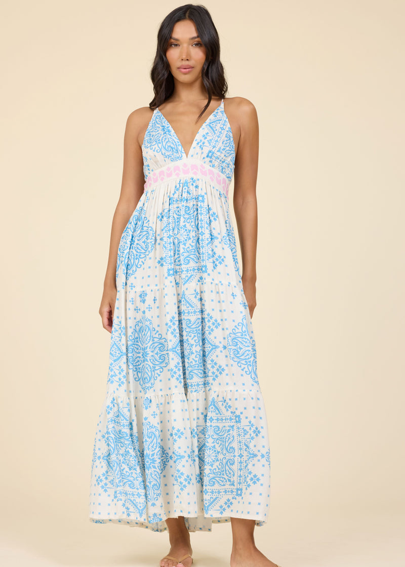 Bandana Printed Halter Maxi Dress-Surf Gypsy-OutDazl