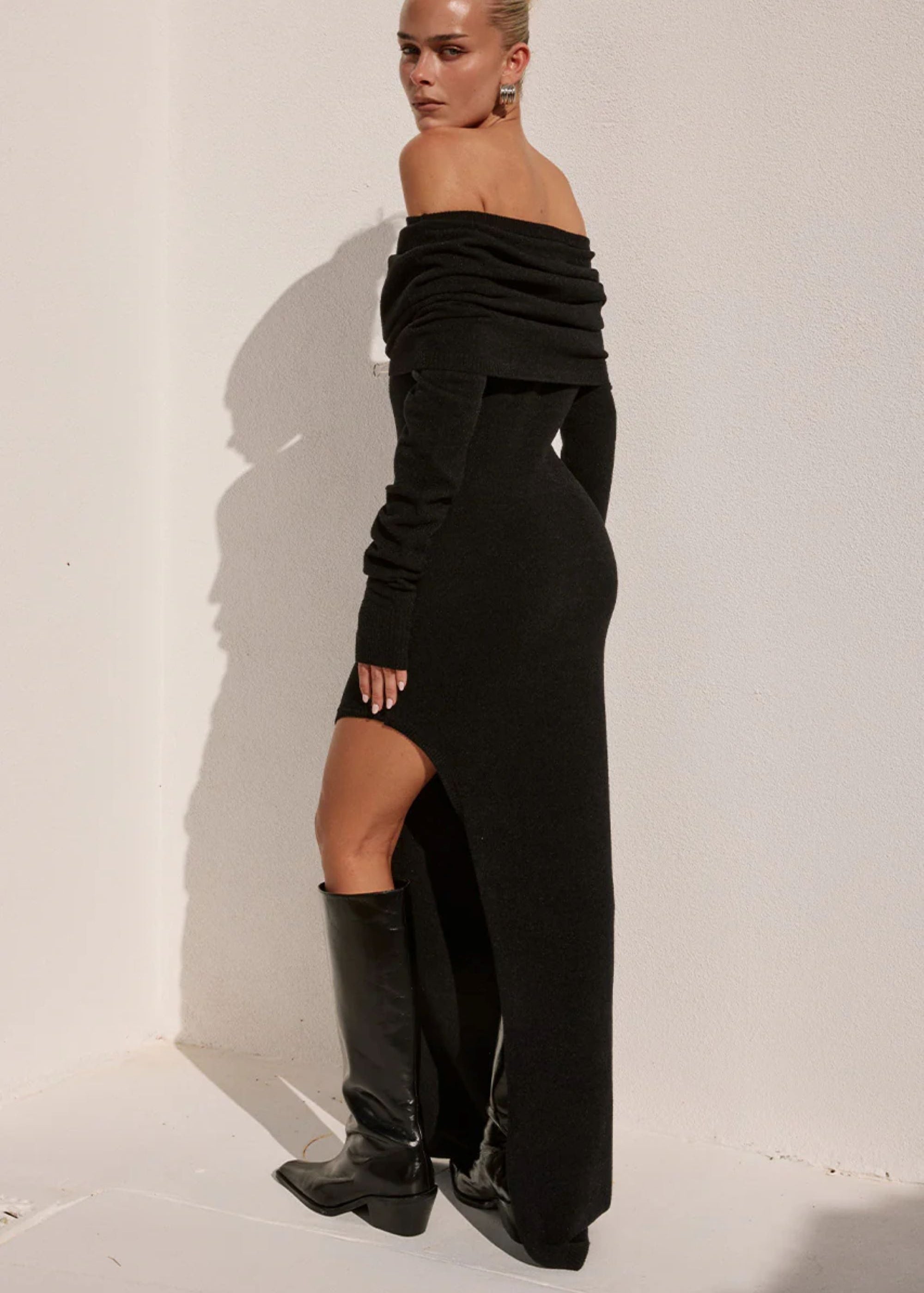 Barly Off Shoulder Knit Maxi Dress