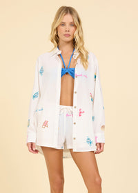 Beach Vibes Embroidered Shorts-Surf Gypsy-OutDazl