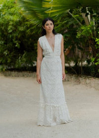 White Eyelet Maxi Dress Begonia-Sundress-OutDazl