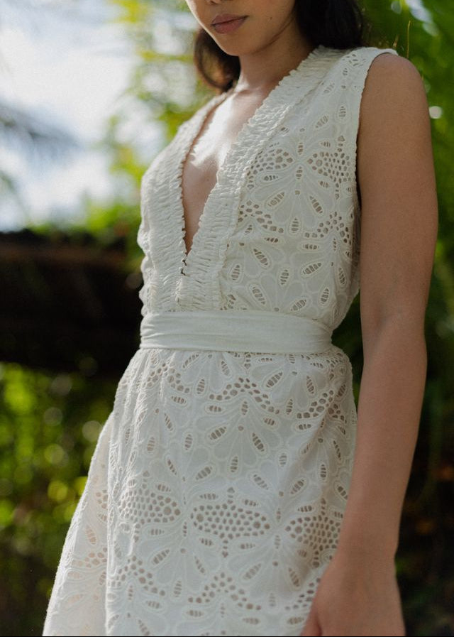 White Eyelet Maxi Dress Begonia OutDazl White Eyelet Maxi Dress Begonia OutDazl