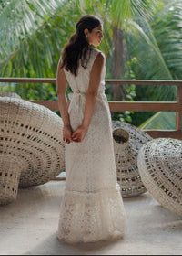 White Eyelet Maxi Dress Begonia-Sundress-OutDazl