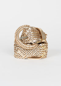 Braided Gold Leather Belt-Piti Cuiti-OutDazl