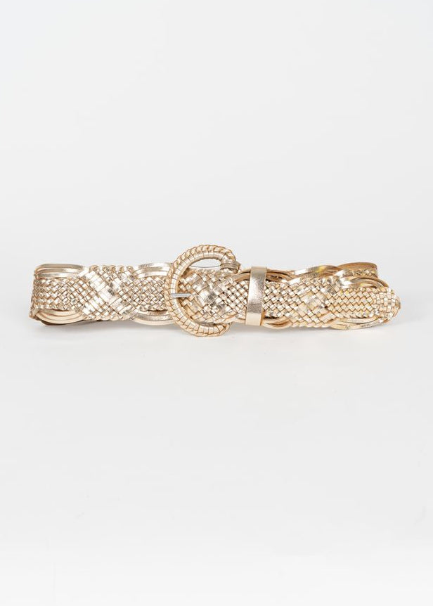 Braided Gold Leather Belt-Piti Cuiti-OutDazl
